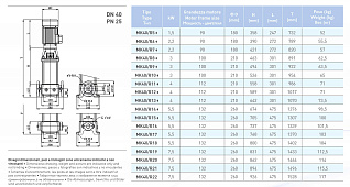 Вертикальный многоступенчатый насосный агрегат Saer MK40/R7 - 90L-V18 - 230/400V 3~