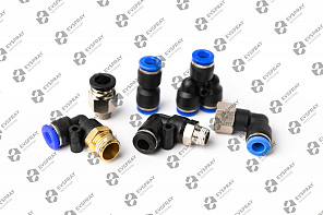 Переходник угловой для атомайзера 1/4M Slip-Lock под шланг (8мм)