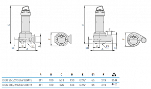 Погружной фекальный насос Zenit DGG 300/2/G65V A0ET5 NC Q TS 2SIC 10 400