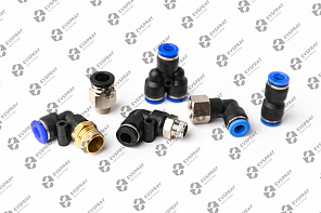 Переходник угловой для атомайзера 1/4M Slip-Lock под шланг (8мм)