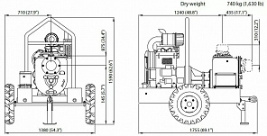 Дизельная грязевая мотопомпа Varisco JD 6-250 G10 FVM06 TRAILER