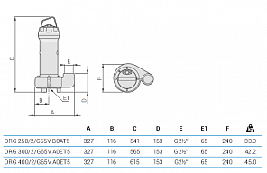 Погружной дренажный насос Zenit DRG 300/2/G65 A0ET5 NC Q TS 2SIC 10 400