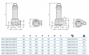 Погружной фекальный насос Zenit DGG 1000/2/65 A0FT5 NC Q TS 2SIC 10 400